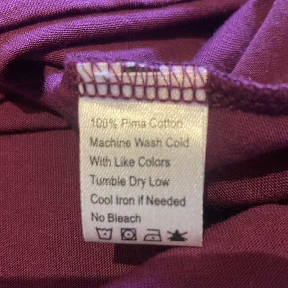 Lilla P Ruffle Scoop Neck L/S Pima Cotton T-Shirt Purple Made in Peru Size LARGE - Picture 7 of 10